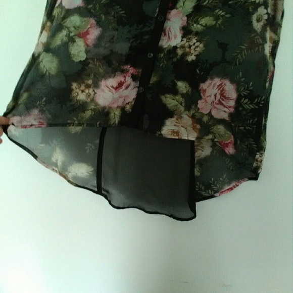 Band of gypsies high low sheer floral tank top - Picture 2 of 6